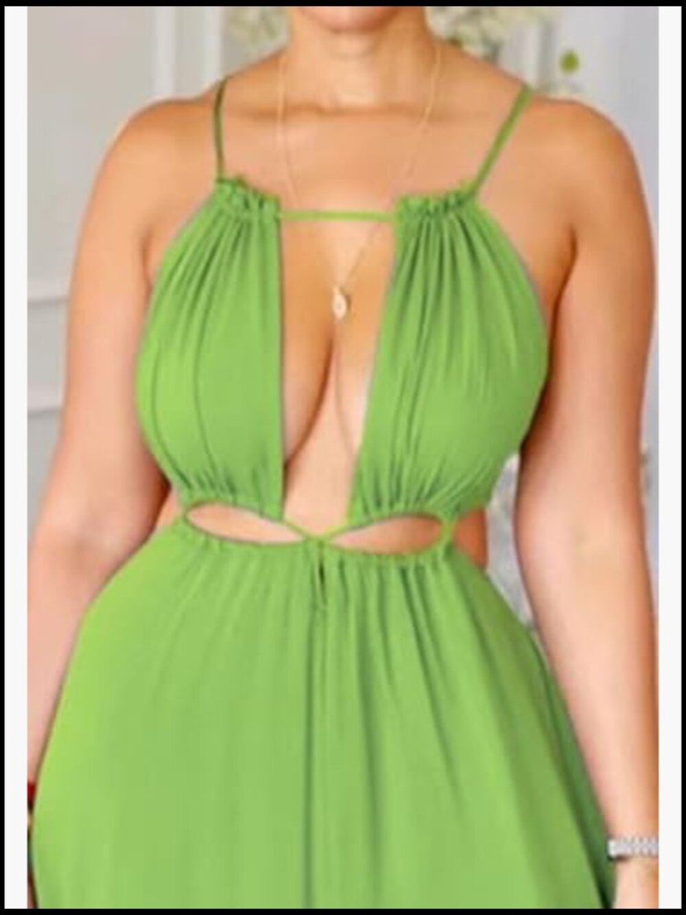 Cut Out Sleeveless Spaghetti Strap Halter Maxi Dress Flowy Beach Vacation Dress - Picture 5 of 7